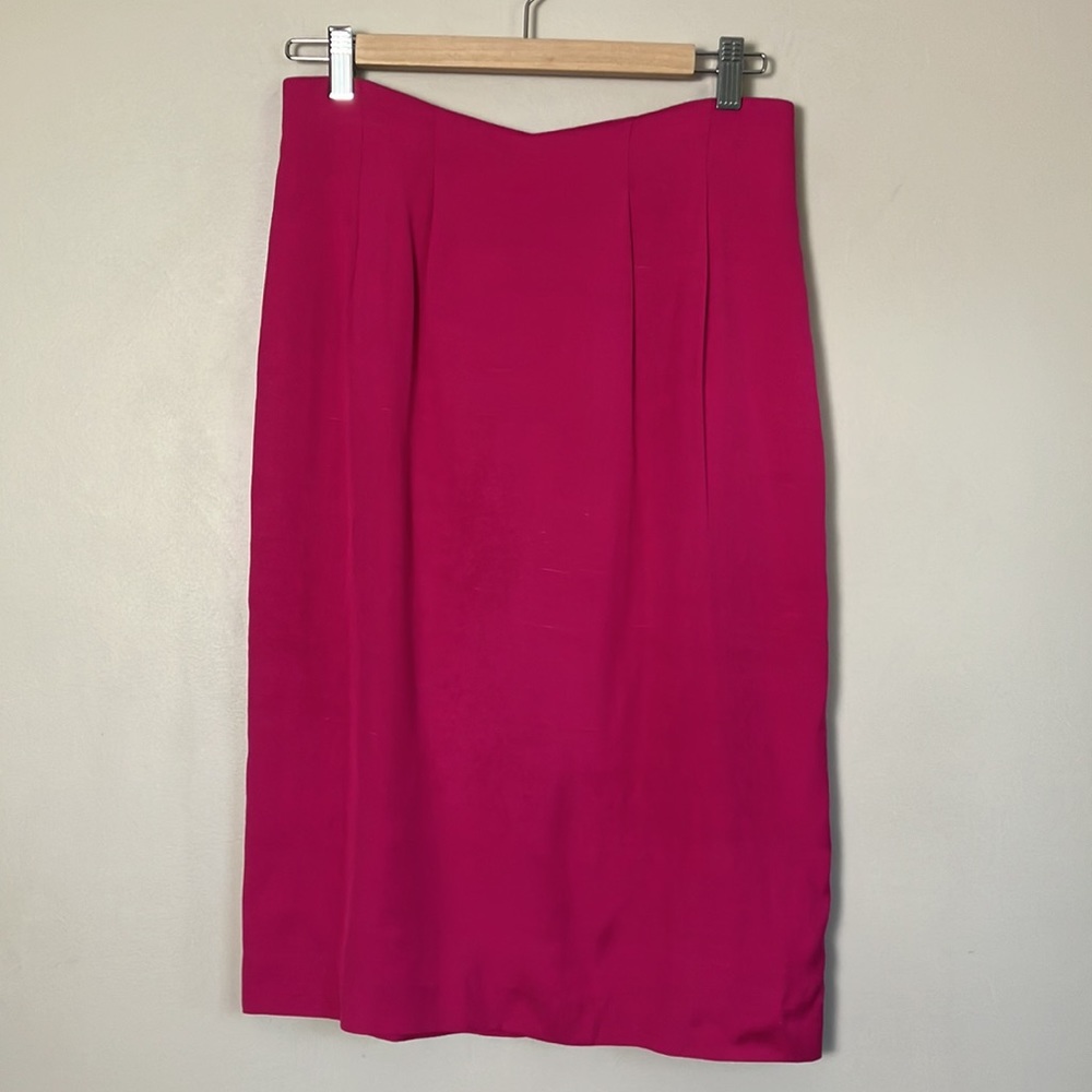 Vintage 80s blazer & Pencil Skirt set Selma Bos Canada pink peplum retro - Picture 3 of 15